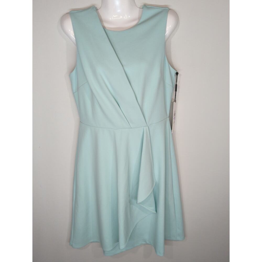 Calvin Klein High Neck Drape Crepe Sheath Green Mini Dress‎ Women's Size 6 NWT